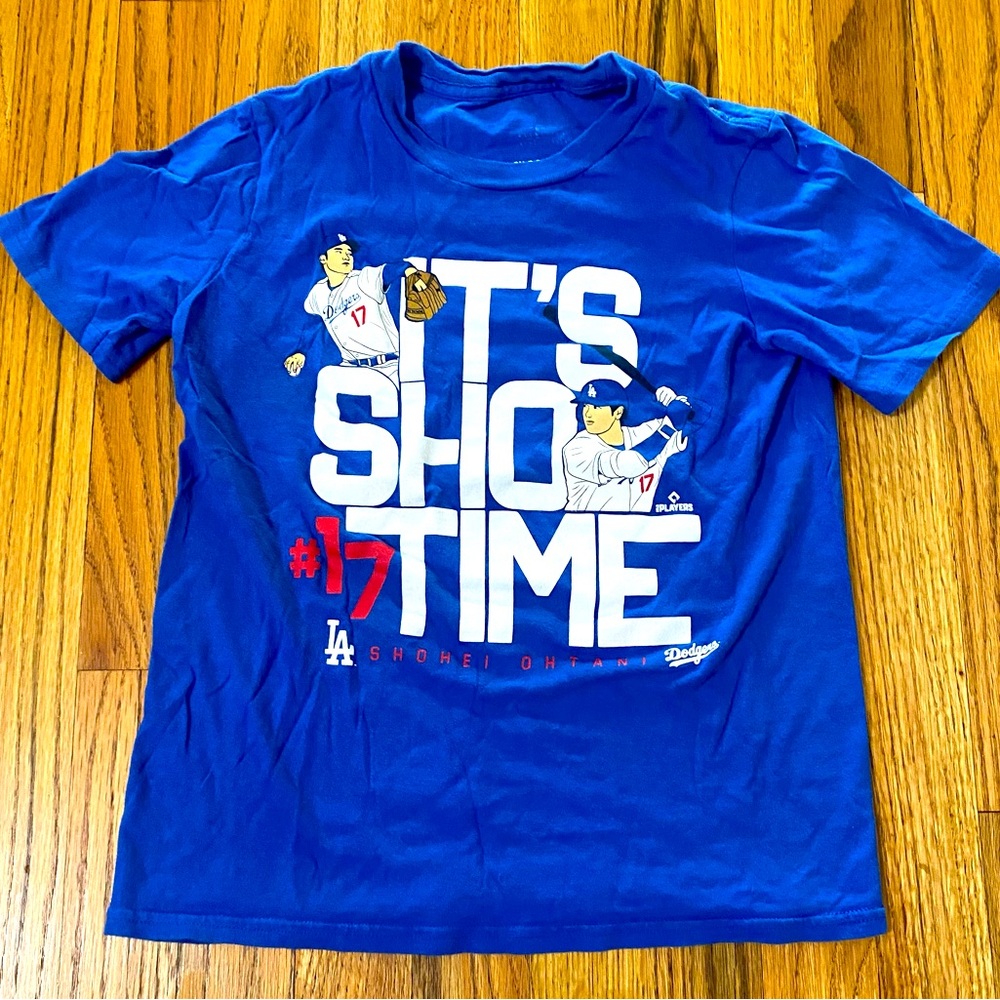 It’s Sho Time Los Angeles Dodgers Shohei Ohtani Blue T Shirt Youth Small Size 8